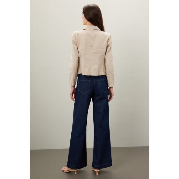 L’AGENCE Off-White 100% Cotton Structured Double-Breasted Wayne Jacket Blazer M - Picture 2 of 16